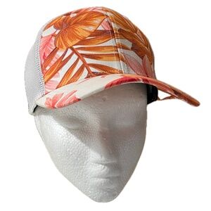 No Bad Ideas Floral Pink Orange White Baseball Hat Flexfit Secret Pocket S/M